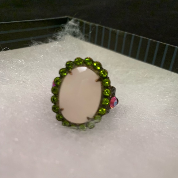 Vintage Sorrelli Pink and Green Woman’s Gemstone Ring - Picture 2 of 6